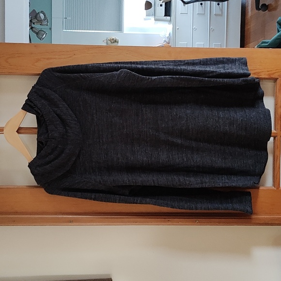 Cowl Neck Gray Hood Sweater Long Top - Picture 4 of 4